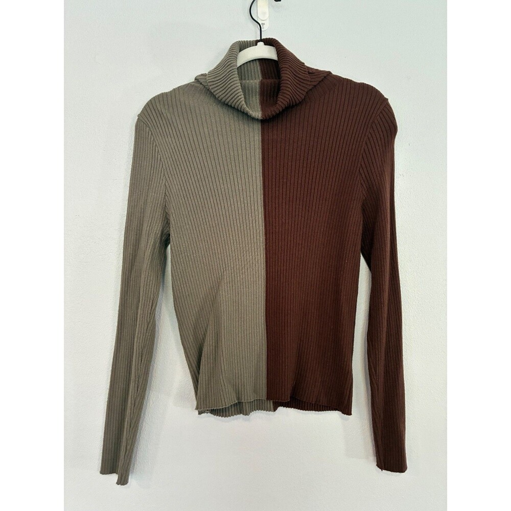 Crescent Sweater color block turtleneck sz Med - image 1